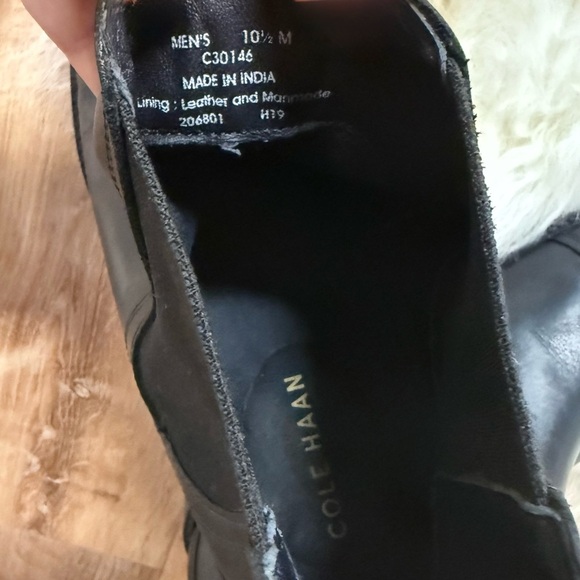 Cole Haan Men's Black Conway Waterproof Leather Cap-Toe Chelsea Boots Size 10.5 - Picture 8 of 9